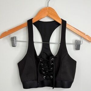 NUDE Front Lace Black Women's Crop Top (S)